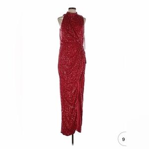 Elegant Red Sequin Gown Leena for Mac Duggal 12